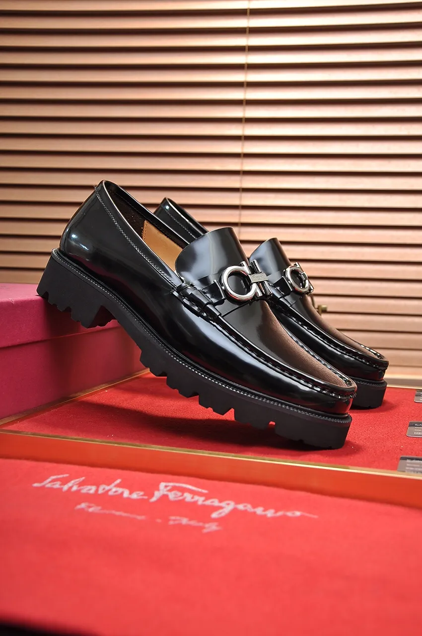 Men's men's shoes 💰540💶[Ferragamo/Ferragamo] (high-end Niuli) New 🍀 Ferragamo* - top version Ferragamo's classic formal leather shoes! Made of imported original cowhide, the inner top layer is comfortable cowhide lining! Original wear-resistant rubber outsole! High quality products! Code number 38-45 (45 customized)